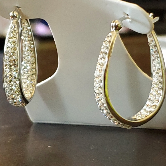 Chrystina Jewelry Chrystina Brand Genuine Crystal Hoop Earrings